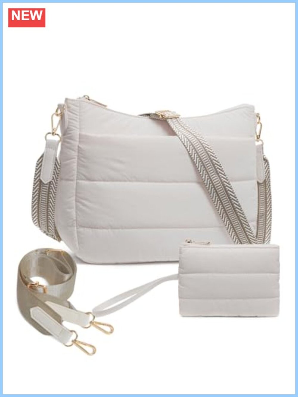 Quilted Puffer Crossbody Hobo Bag Lightweight Shoulder Purse